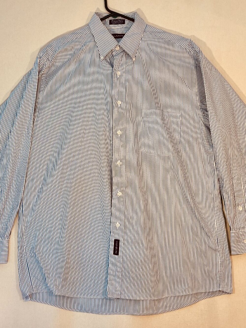 GANT Purebred Oxford Shirt Mens 16.5 32/33 Blue White Stripe 100% Cotton